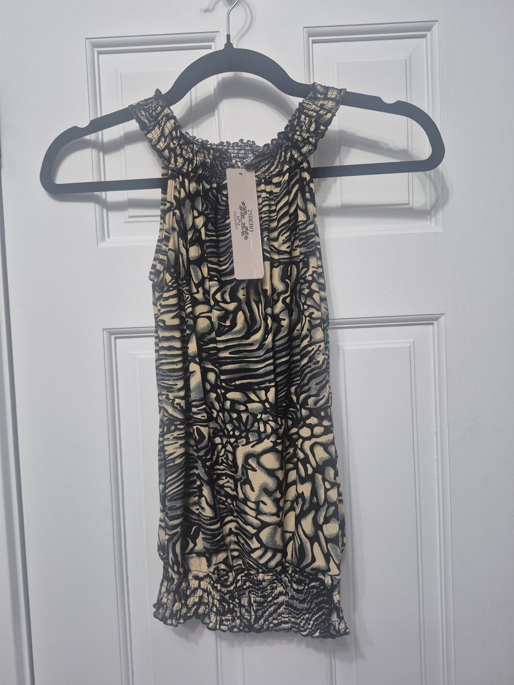 NWT Indero Early 2000s Tuscan Aesthetic Smocked Halter Tank Top Size L